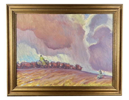 Harold von Schmidt Cowboy Oil Painting
