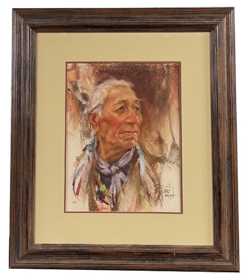Harley Brown Native American Indian Pastel Drawing