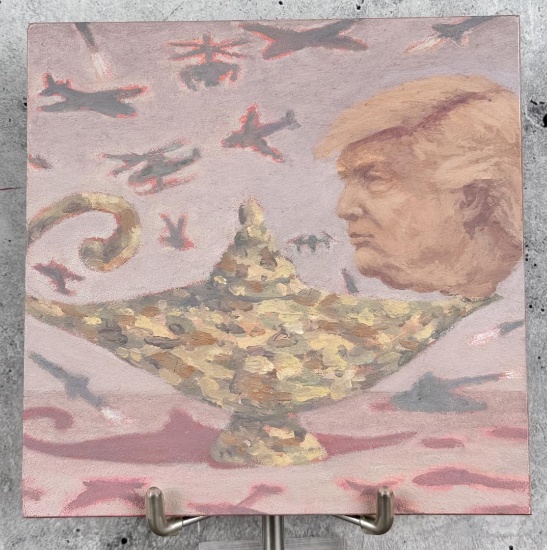Kristi Hager Donald Trump Genie Oil Painting