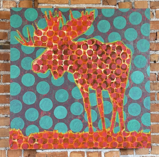 Les Thomas Moose Oil on Canvas Painting