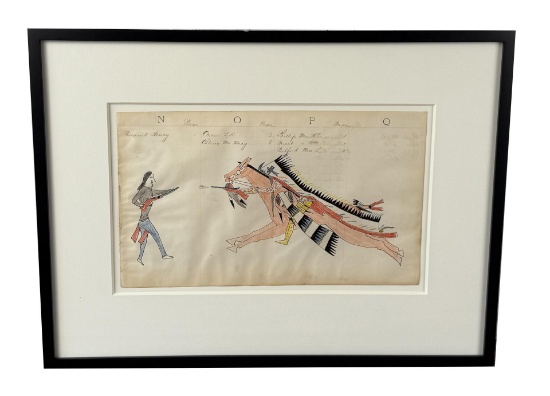 Antique Native American Indian Ledger Drawing