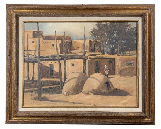 John Encinias Taos Pueblo Painting