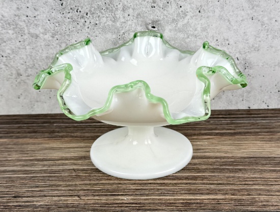 Fenton Emerald Crest Milk Glass Bowl