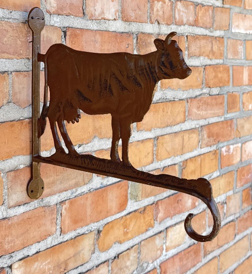 Rustic Cast Iron Cow Plant Hanger