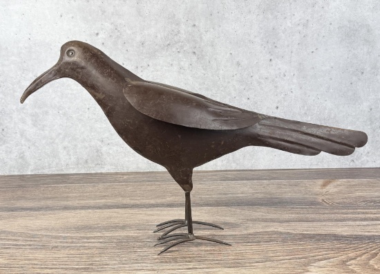 Decorative Tin Metal Garden Crow