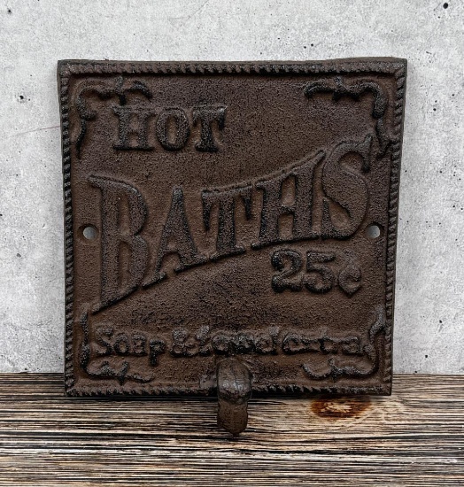 Cast Iron Hot Baths Sign