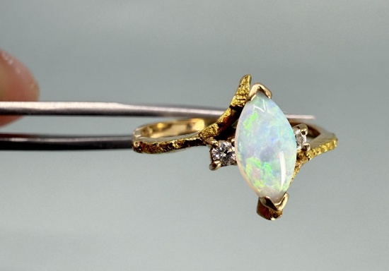 10k Gold Opal Alaskan Gold Nugget Ring