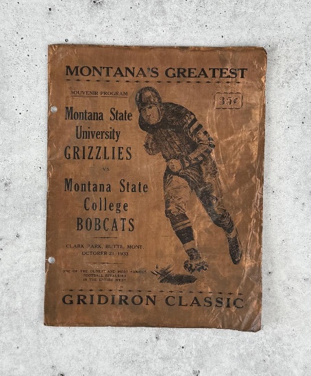 1933 Montana Grizzlies Bobcats Football Program