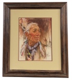Harley Brown Native American Indian Pastel Drawing