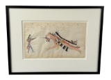 Antique Native American Indian Ledger Drawing