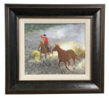 John Bye Kicking Up Dust Cowboy Painting