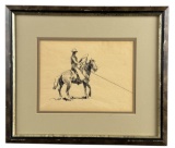 Edward Borein Cowboy Pen and Ink Drawing