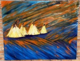 Very Large Native American Indian Oil Painting