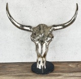 Western Texas Longhorn Steer Metal Bull Sculpture