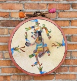 Aztec Pattern Mexico Painted Rawhide Drum