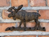 Rustic Cast Iron Moose Wall Sculpture