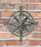Rustic Cast Iron Nautical Compass Wall Sculpture