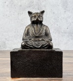 Cast Iron Zen Meditating Cat Paperweight