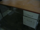 Wood top metal desk with drawers (5'x2'6
