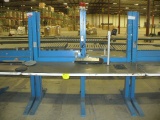 Blue adjustable work stations with lights (6'4