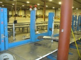 Blue adjustable work stations with lights (6'4