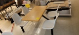 TABLE WITH 4 ATTACHED CHAIRS BREAKROOM