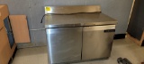 STAINLESS TABLE WITH 2 DOOR FRIDGE