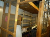 CONTENTS OF ROOM INCLUDING WOOD SHELF, 8' SHELF UNIT, 8' WALL SHELVING, 4 T