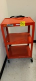 RED METAL 3 TIER AV CART MISSING KEYBOARD SHELF