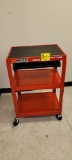 RED METAL 3 TIER AV CART