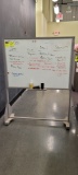 DRY ERASE BOARD 4' X 3' WITH WOOD WHEELED STAND