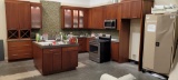 KITCHEN CABINETS, COUTERTOPS, ISLAND, STOVE AND MICROWAVE NOT INCLUDED