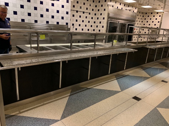 27'6' CAFETERIA COUNTER WITH 14'11" COLD BAR, 9'2" 7 HOT WELLS , 1 STORAGE