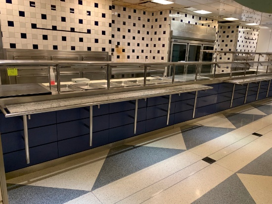 27'6" CAFETERIA COUNTER  WITH 14'11" COLD BAR, 7 WELL HOT BAR