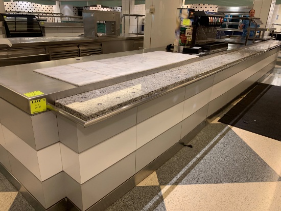 24'5" CAFETERIA COUNTER FOR BEVERAGES, SODA FOUNTAIN WITH ICE MAKER