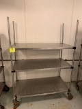 METRO RACK STAINLESS 48 X 24 X 68 WITH WHEELS 3 SHELVES ONLY