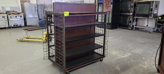 MOBILE DOUBLE SIDED MERCHANDISER WITH GRID ENDS 61"W X 36"D X 64"H