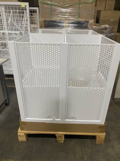 WHITE METAL 4 SLOT DUMP BIN 48IN X 36IN X 39IN PACKED 1 PER CARTON