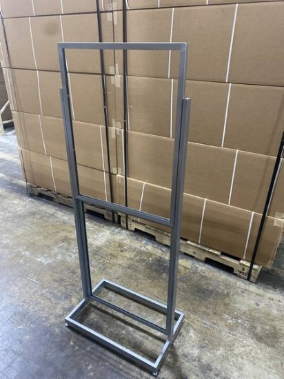IRON MAN TWO TIER SIGN HOLDER POWDERCOAT STARDUST SILVER 60IN TALL 1 PER CARTON