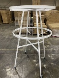 36IN DIAMETER TWO TIER FOLDING ROUND RACK WHITE ADJUSTABLE 49IN TO 67IN HIGH PACKED 1 PER CARTON