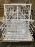 8FT X 4FT X 5FT RUG WIRE FIXTURE POWDERCOAT DISPLAY WHITE WITH MARSEILLE OAK TOP