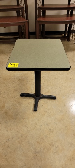 WOOD TOP TABLE 30" X 24" WITH METAL PEDESTAL