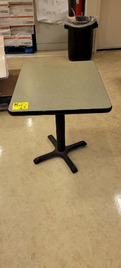 WOOD TOP TABLE 30" X 24" WITH METAL PEDESTAL