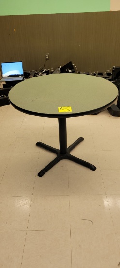 36" ROUND  LAMINATED WOOD TABLE WITH METAL PEDESTAL
