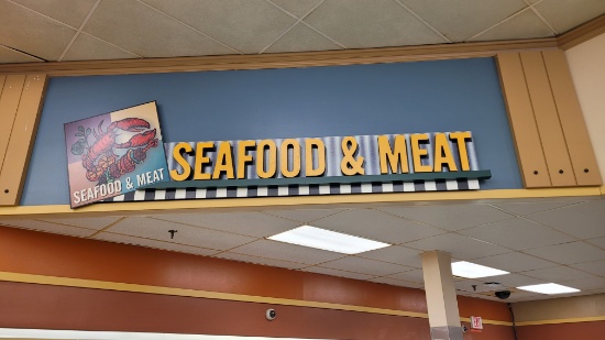 WALL SIGN SEAFOOD AND MEAT 10' WIDE