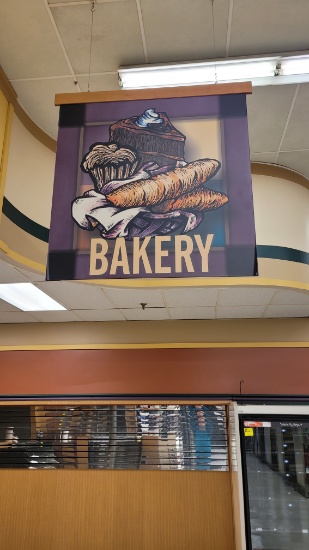 HANGING DOUBLE SIDED BAKERY SIGNS 4' X 4' SET OF 2