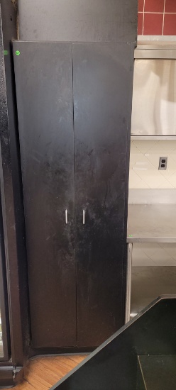 WOOD 2 DOOR CABINET BLACK 24 X 34 X 78