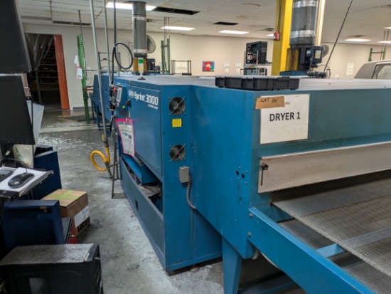 M&R SPRINT 3000 DRYER FOR SCREEN PRINTING.  GAS OVEN WITH DIGITAL CONTROLS,