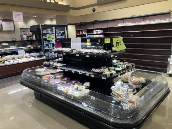 Open air refrigerated 3 tier bakery island 6’w x 10’ long, x 5’ T