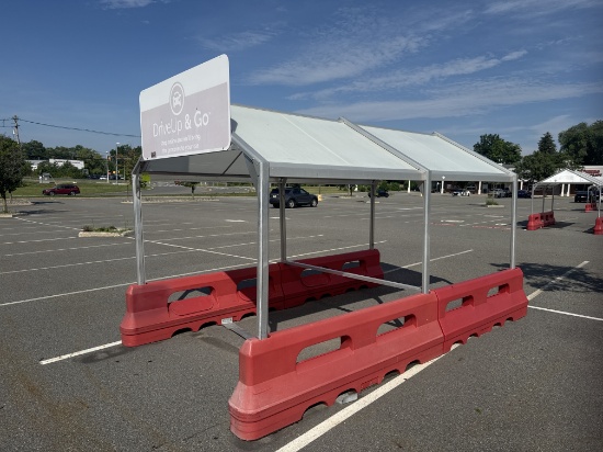 Cart corral 15' x 8' with red molded base and canopy